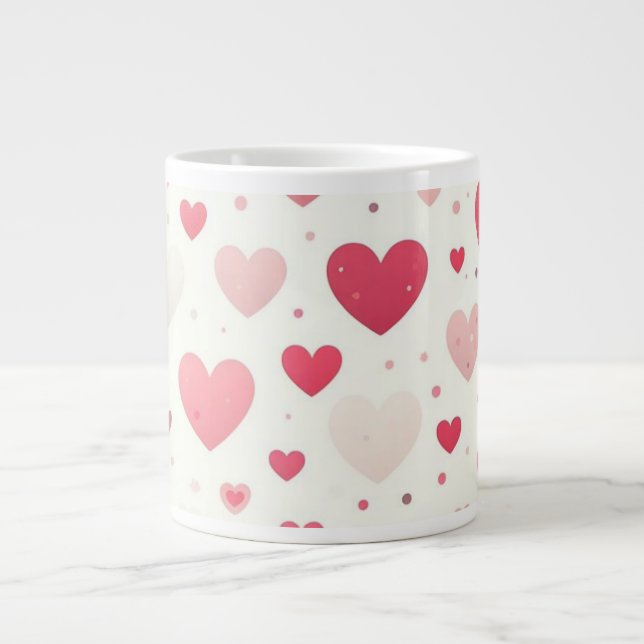 Colourful Valentine's day heart Large Coffee Mug (Front)