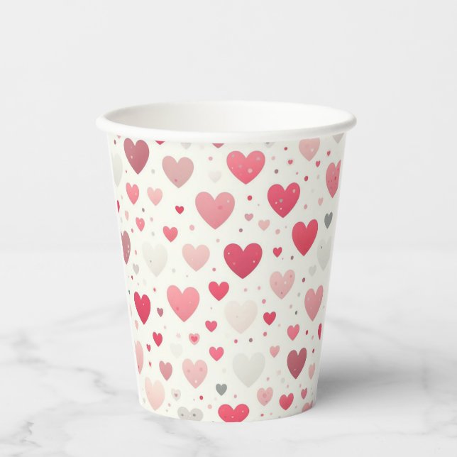 Colourful Valentine's day heart Paper Cups (Front)