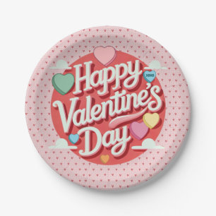 Colourful Valentine's day heart Paper Plate