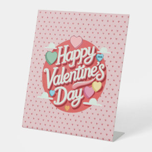 Colourful Valentine's day heart Pedestal Sign