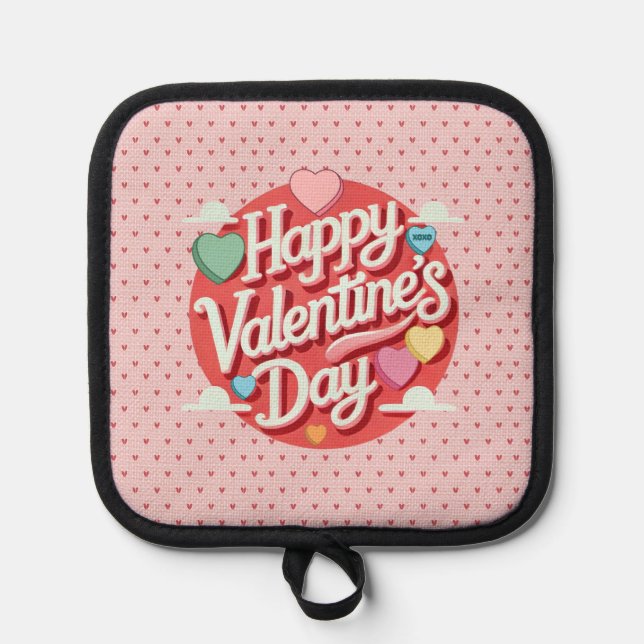 Colourful Valentine's day heart  Pot Holder (Front)