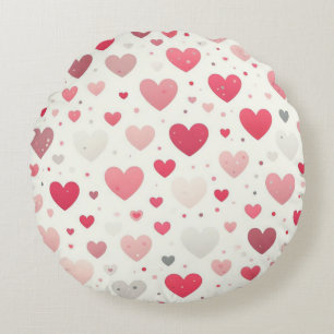 Colourful Valentine's day heart Round Pillow