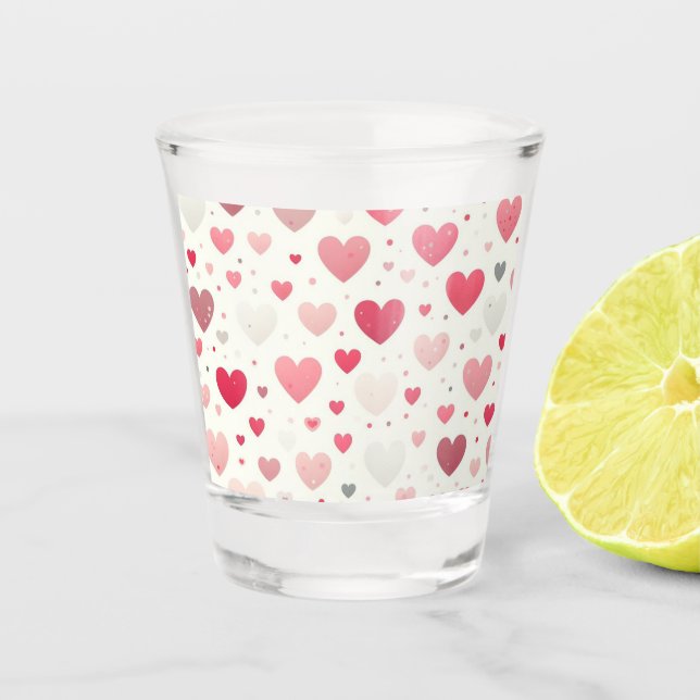 Colourful Valentine's day heart Shot Glass (Front)