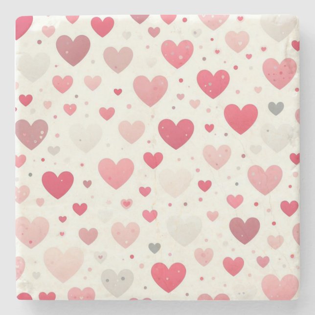 Colourful Valentine's day heart Stone Coaster (Front)