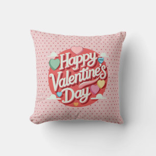 Colourful Valentine's day heart Throw Pillow