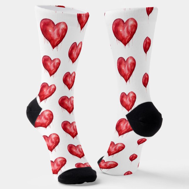 Colourful Valentine's Day Hearts Socks (Angled)