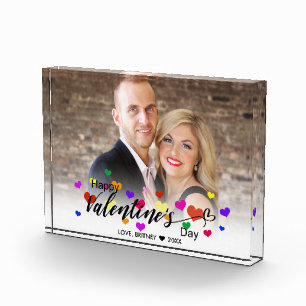 Colourful Valentine's Day Hearts Typography Photo Block