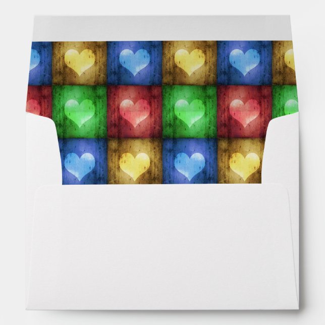 Colourful Valentine's Day Rustic Hearts Envelope (Back (Bottom))
