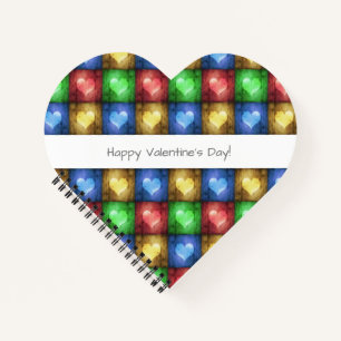 Colourful Valentine's Day Rustic Hearts Notebook