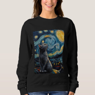 Colourful Van Gogh Starry Night Cat Sweatshirt
