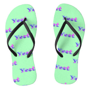 Colourful Vaporwave Yeet Text Yeeted Viral Phrase Flip Flops