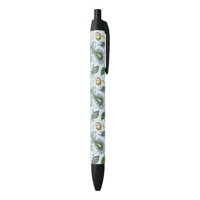 Colourful Various Feathers Black Ink Pen (Bottom (Vertical))