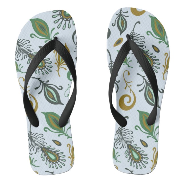 Colourful Various Feathers Flip Flops (Footbed)