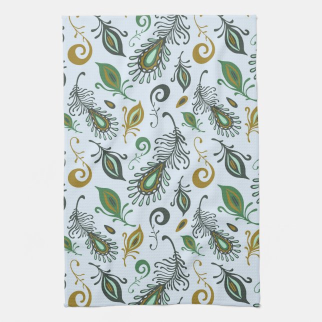 Colourful Various Feathers Kitchen Towel (Vertical)