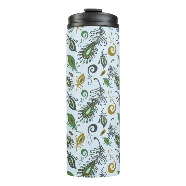 Colourful Various Feathers Thermal Tumbler (Front)