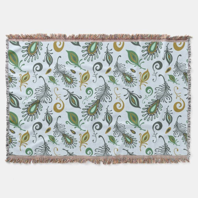 Colourful Various Feathers Throw Blanket (Front)