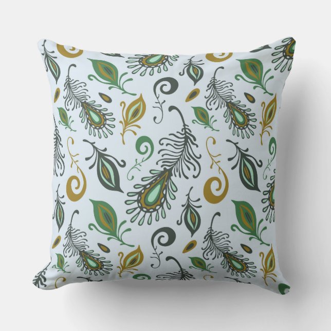 Colourful Various Feathers Throw Pillow (Front)