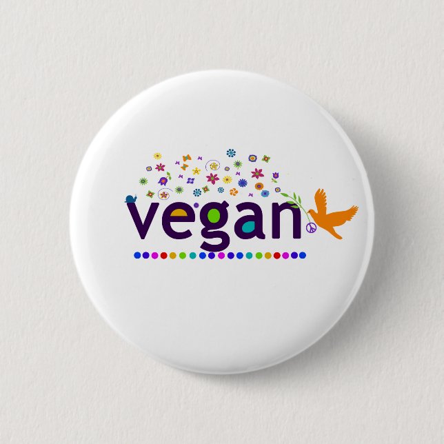 Colourful Vegan 2 Inch Round Button (Front)