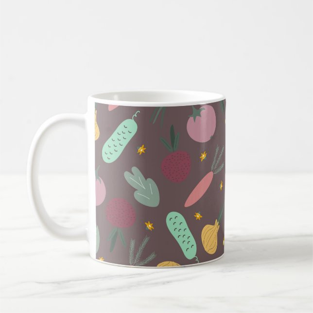 colourful vegetable pattern coffee mug (Left)