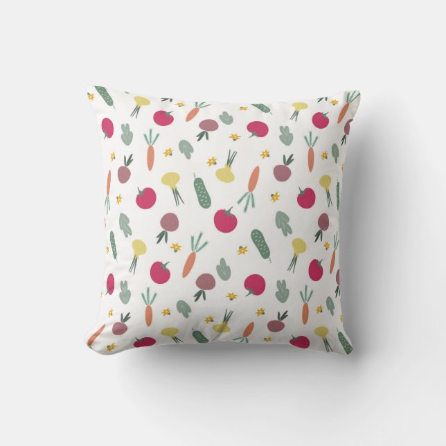 colourful vegetable pattern throw pillow (Front)