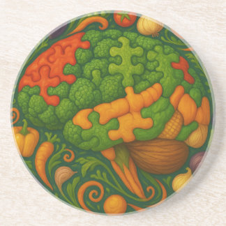 Colourful Vegetables Forming Brain Shape Coaster