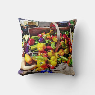 Colourful Vegetables in a Farmer's Market Throw Pillow