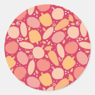 Colourful vegetables pattern classic round sticker