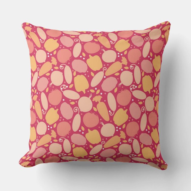 Colourful vegetables pattern throw pillow (Front)