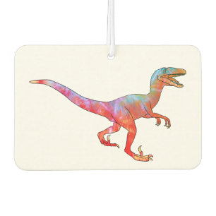 Colourful Velociraptor Psychedelic Dinosaur Art Air Freshener