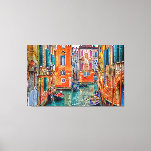 COLOURFUL VENICE CANAL, ITALY CANVAS PRINT (Front)