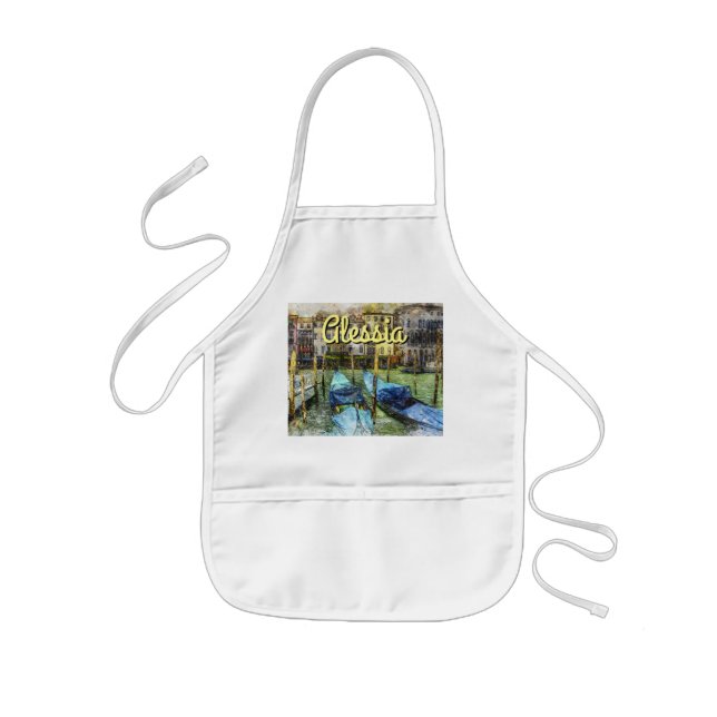 Colourful Venice Italy Gondola Painting Scene Kids Apron (Front)