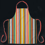 Colourful Vertical Retro Stripes  Apron<br><div class="desc">Large Size Apron printed with Colourful Vertical Retro Stripes graphic artwork design by TheFabricSeal at Zazzle #ZazzleMade https://www.zazzle.com/store/thefabricseal This cool retro mid century 1960’s and 1970’s influenced illustration features an array of rainbow, sunrises and sunsets inspired colours including pink, purple, red, orange, blue, green, turquoise, yellow plus some grayish grey....</div>