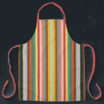 Colourful Vertical Retro Stripes  Apron<br><div class="desc">Large Size Apron printed with Colourful Vertical Retro Stripes graphic artwork design by TheFabricSeal at Zazzle #ZazzleMade https://www.zazzle.com/store/thefabricseal This cool retro mid century 1960’s and 1970’s influenced illustration features an array of rainbow, sunrises and sunsets inspired colours including pink, purple, red, orange, blue, green, turquoise, yellow plus some grayish grey....</div>