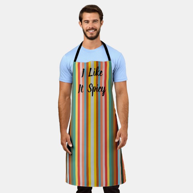 Colourful Vertical Retro Stripes  Apron (Worn)