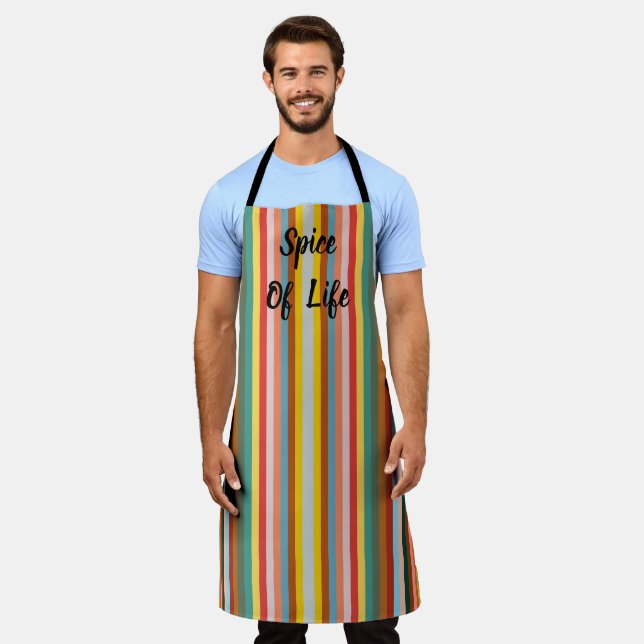 Colourful Vertical Retro Stripes  Apron (Worn)