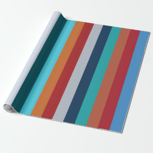 Colourful Vertical Retro Stripes Wrapping Paper