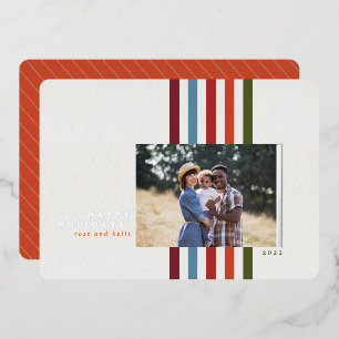 Colourful Vertical Ribbon with Foil Holiday Card