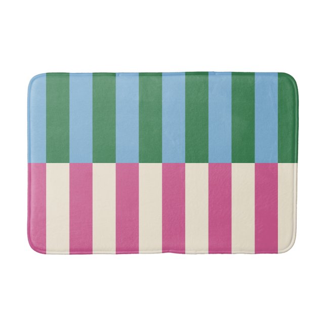 Colourful Vertical Striped Pattern Bath Mat (Front)