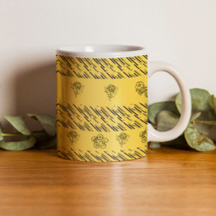 Colourful vertical stripes and flowers pouf coffee mug