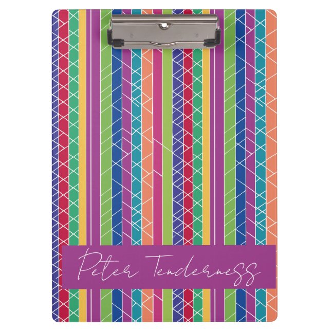 Colourful Vertical Stripes Clipboard (Front)