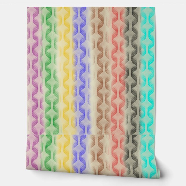 Colourful Vertical Wave Pattern Wallpaper – Modern (Unrolling)