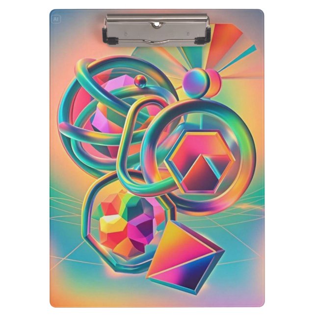 Colourful Vibrant and whimsical abstract artwork  Clipboard (Front)