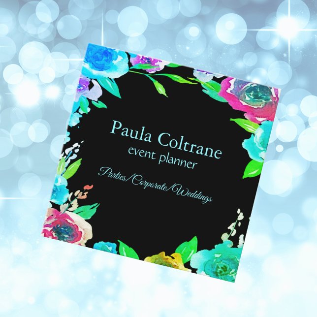 Colourful Vibrant Blooms for Professional Greeting Square Business Card (Creator Uploaded)