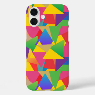 Colourful Vibrant Bold Triangle Patterned iPhone 16 Plus Case
