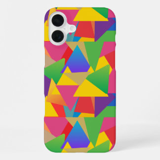 Colourful Vibrant Bold Triangle Patterned iPhone 16 Plus Case