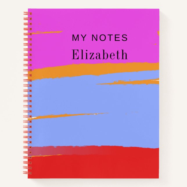 Colourful Vibrant Contemporary Design Custom Text Notebook (Front)