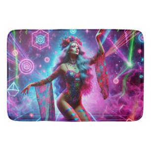 Colourful Vibrant Cosmic Dancing Goddess Bath Mat