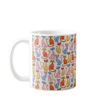 Colourful vibrant cute cats pattern mug