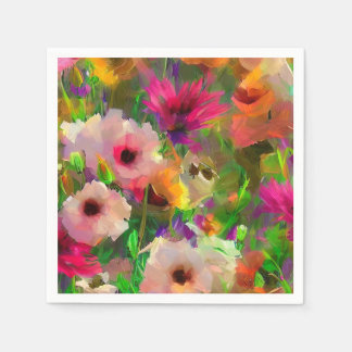 colourful vibrant floral flower watercolor pattern napkin