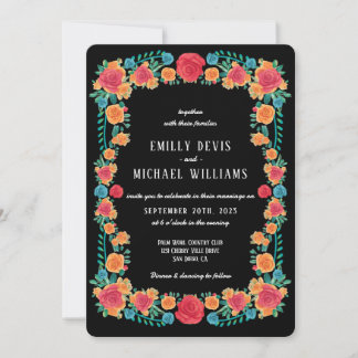 Colourful Vibrant Floral Mexican Fiesta Wedding Invitation